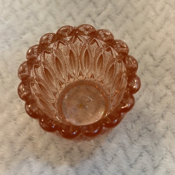 Vintage Pink Elegant Cut Glass Votive Candle Holder - Picture 2 of 4
